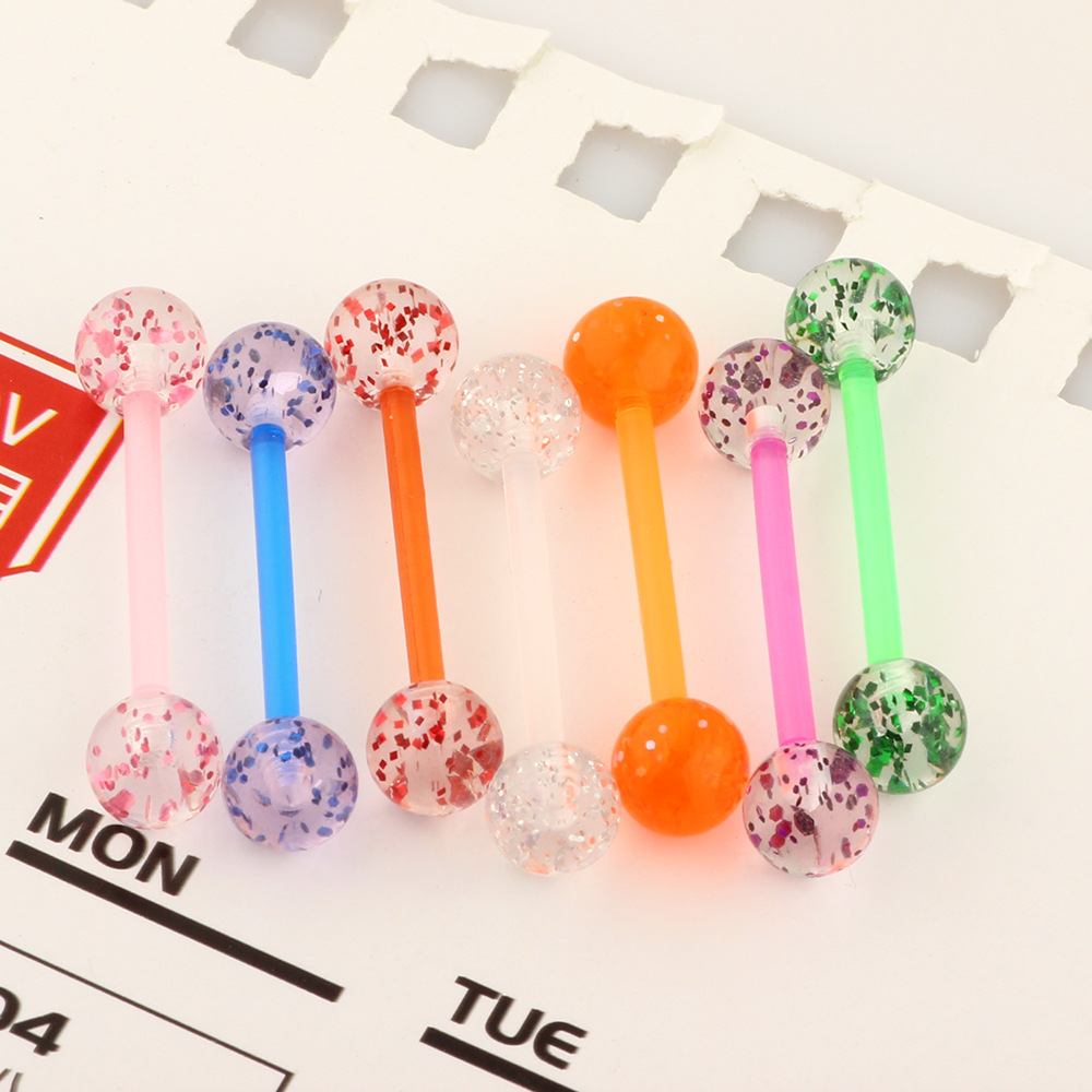 European American Acrylic Sequin Tongue Nail Tongue Ring Soft Rod Cross Border Body Piercing Jewelry detail image 7