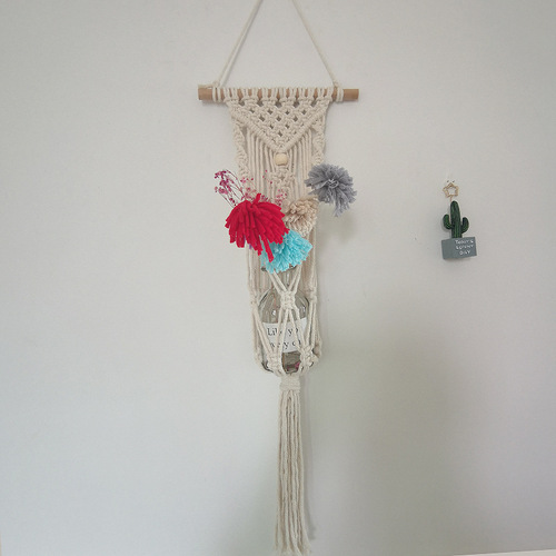Hand-woven hanging basket, hanging pocket, bohemian tapestry, hotel living room, bedroom gardening decoration, mesh pocket, aerial pendant