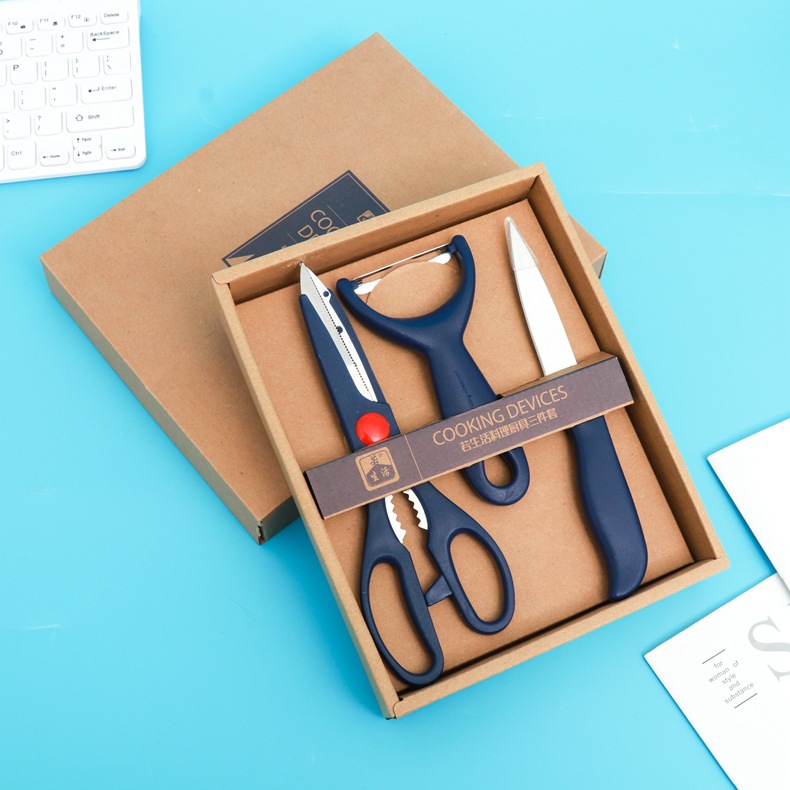 practical kitchen tool multi-function scissors Fruit knife Peeler 3 sets suit Gift box Customizable
