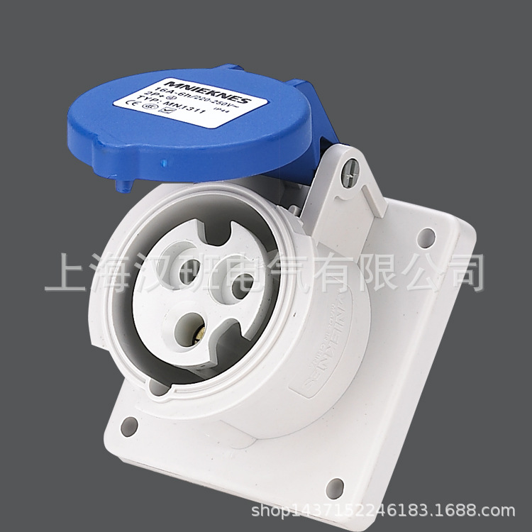 工业插座16A3/4/5芯检修箱暗装直座3P+E+N工业连接器插座