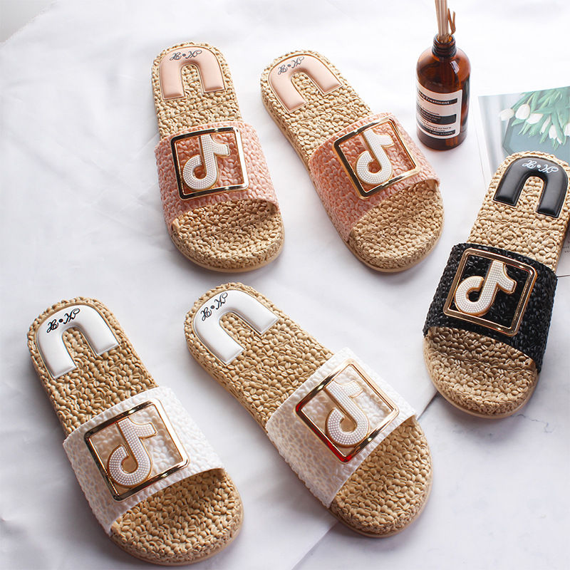 2019 new pattern slipper summer All-match fashion Music Notation non-slip leisure time Korean Edition CHIC Tide shoes A