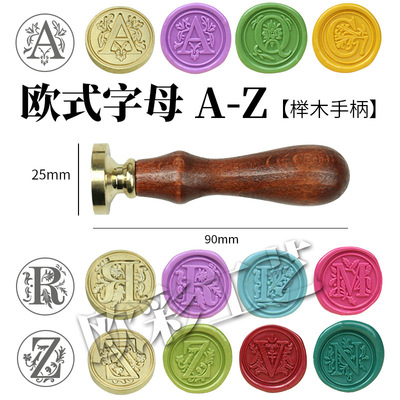 Factory wholesale Wax seal Retro European style letter Seal Round wood handle+Wax seal Copper head