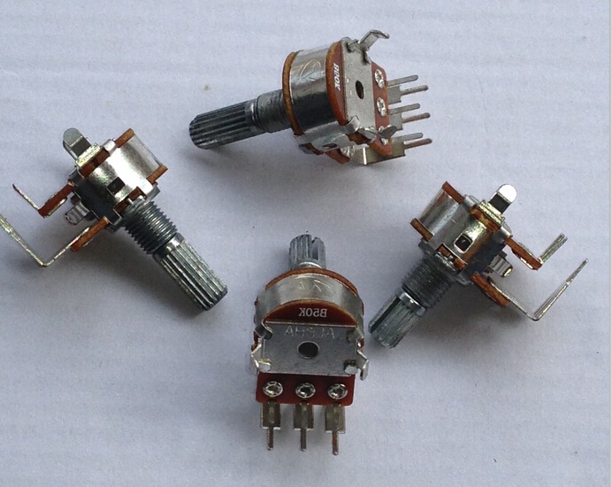 惠威D1010进口台湾碳膜B50K双联功放音量电位器6脚弯脚20MM花轴