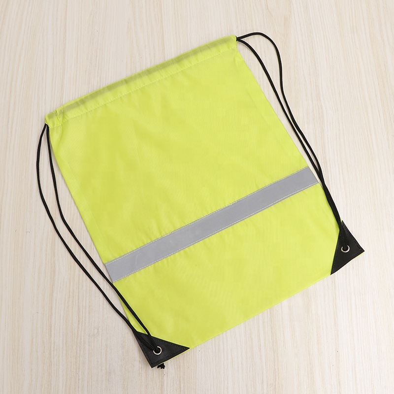 厂家现货定做带反光拉绳袋背包袋束口袋210d尼龙涤纶背包定制logo