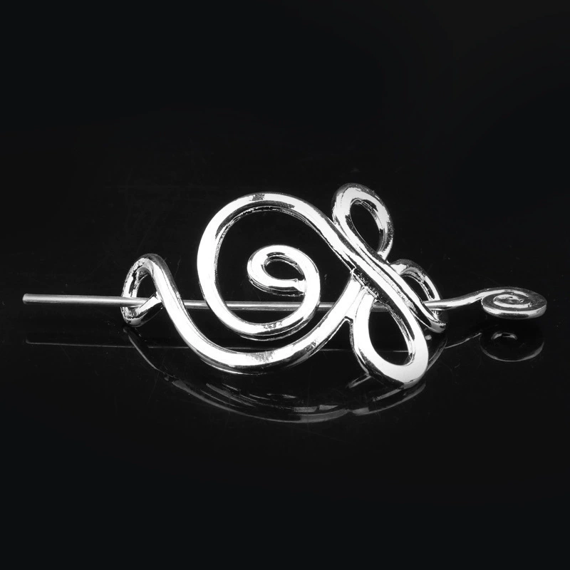 Сплавной ретро шпилька (Mo Chun), дизайн Celtic‑knot, электропокрытие, 4.5×5.9×8 см