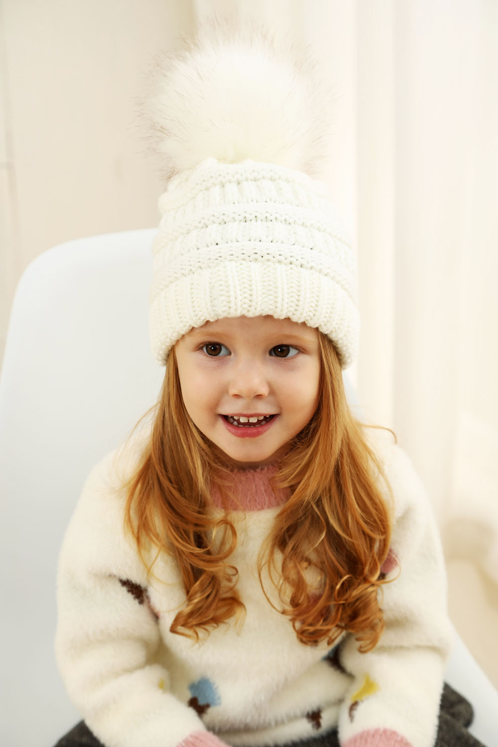 Children Unisex Cute Solid Color Pom Poms Wool Cap display picture 6