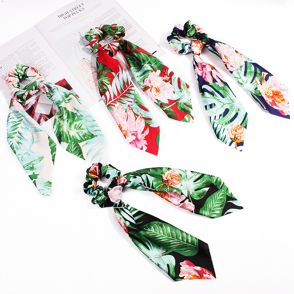 New Fashion Big Flower Satin Printed Scarf Cheap Hair Ring Wholesale display picture 34