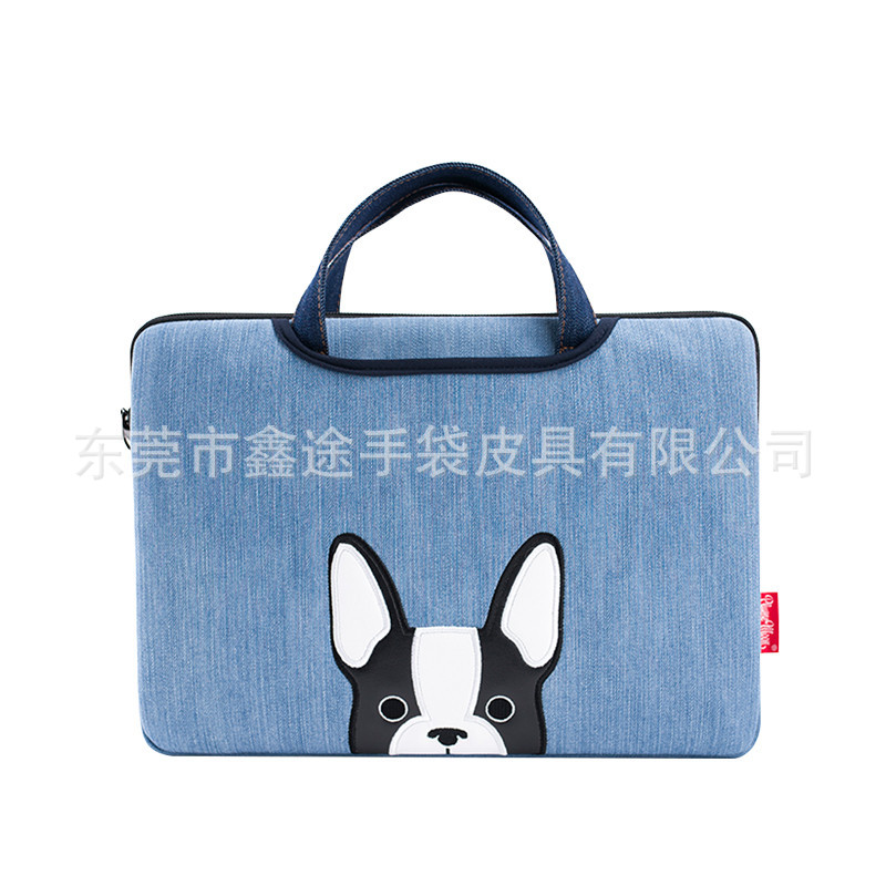 New Embroidered Denim Computer Bag Customized Satchel Multifunctional Cartoon Laptop Bag Printed Logo