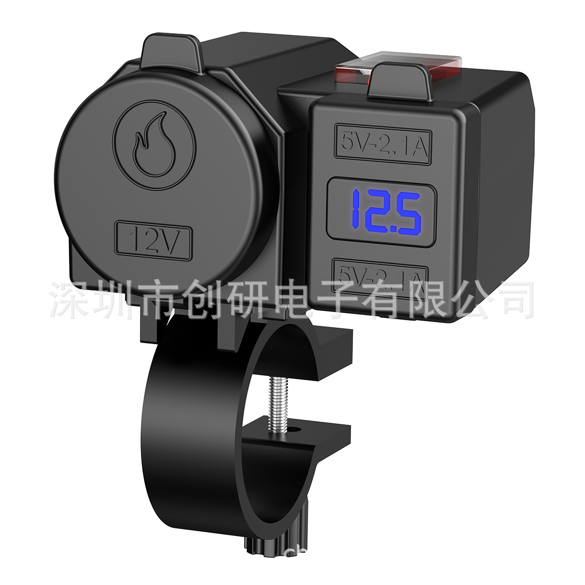 跨境热销摩托车电压表双USB车充车载手机充电器防水款点烟器4.2A