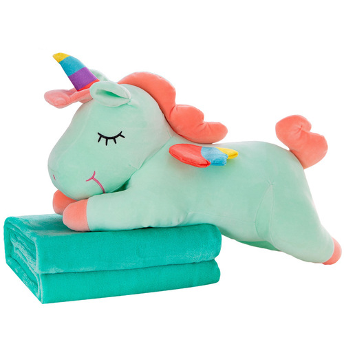 ins unicorn pillow blanket dual-use creative pillow new software cute pony air conditioner quilt nap blanket