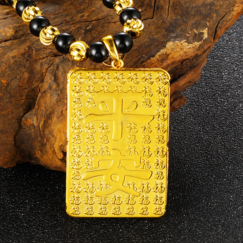 Tigre Xiao Tian hombres Vietnam oro imitación oro collar de cobre puro chapado en oro real bendición etiqueta collar suministro al por mayor