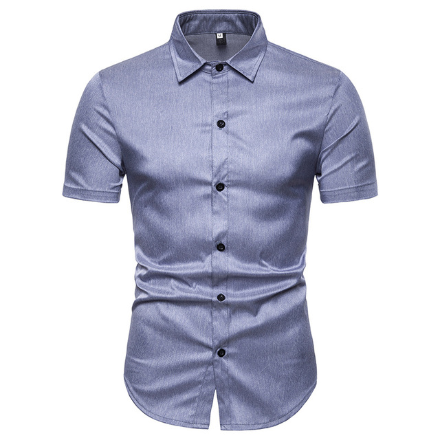 Pure Fashion Design Short-sleeved Shirts  Men’s Turn-collar 