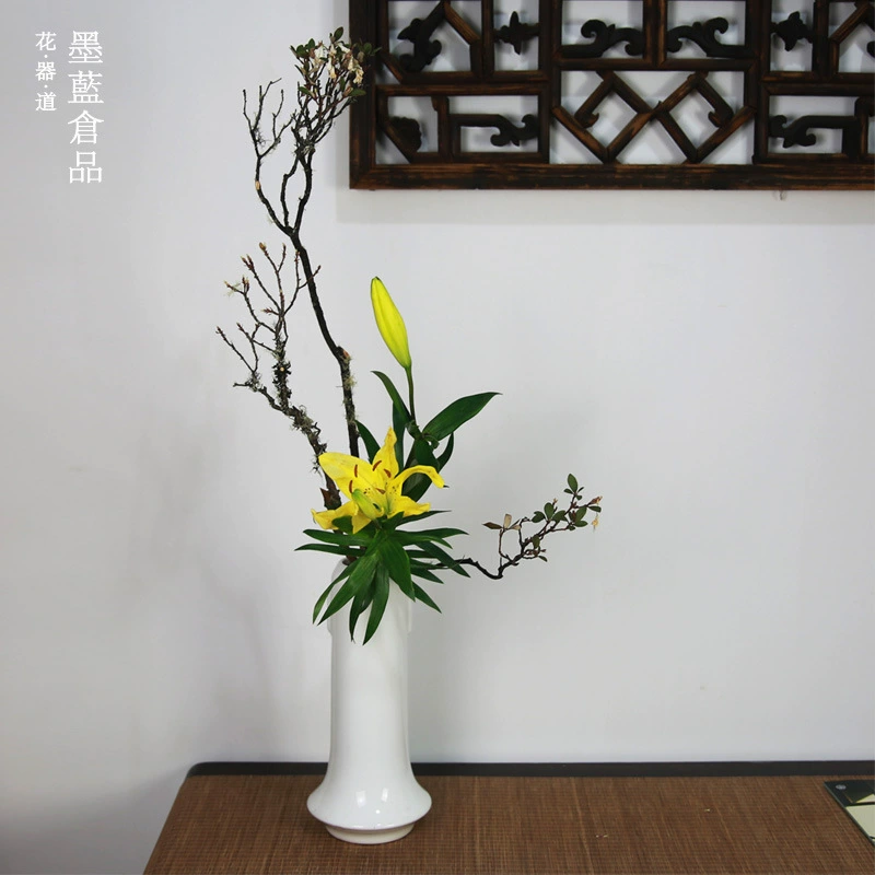 Xiaoyuan струящийся цветок устройство двойное ухо бутылка дзен керамика китайская Цветочная композиция судно японский стиль цветок дорога креативная белая ваза простой