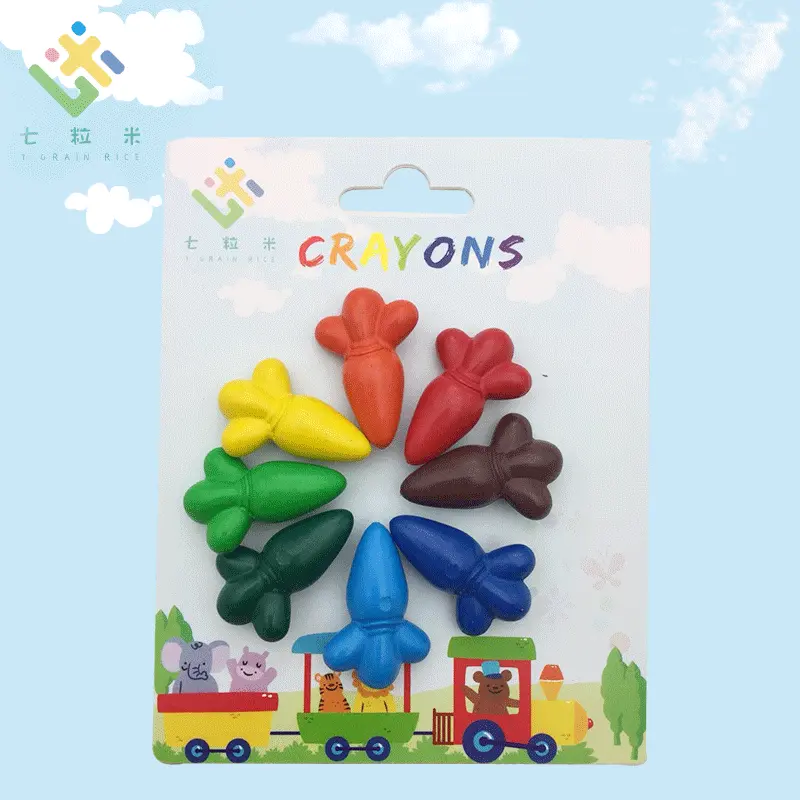 儿童画笔文具塑料蜡笔 6色绘画棒学生用品 不脏手卡通炫彩棒