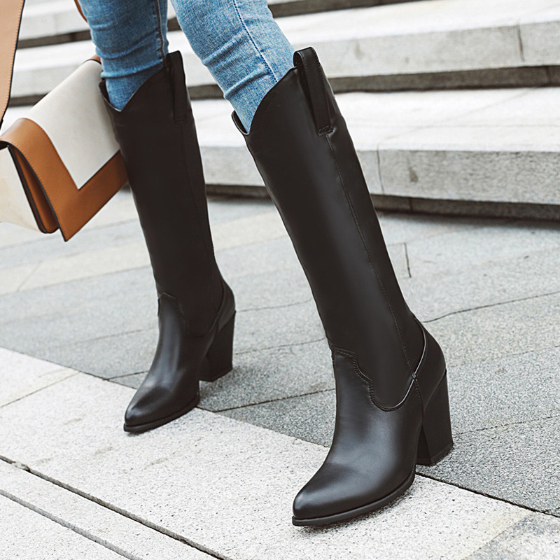 Western cowboy boots autumn and winter New thick heel high heel riding boots long boots women's boots women's shoes all-match women's shoes Western cowboy boots autumn and winter New thick heel high heel riding boots long boots women's boots women's shoes all-match women's shoes