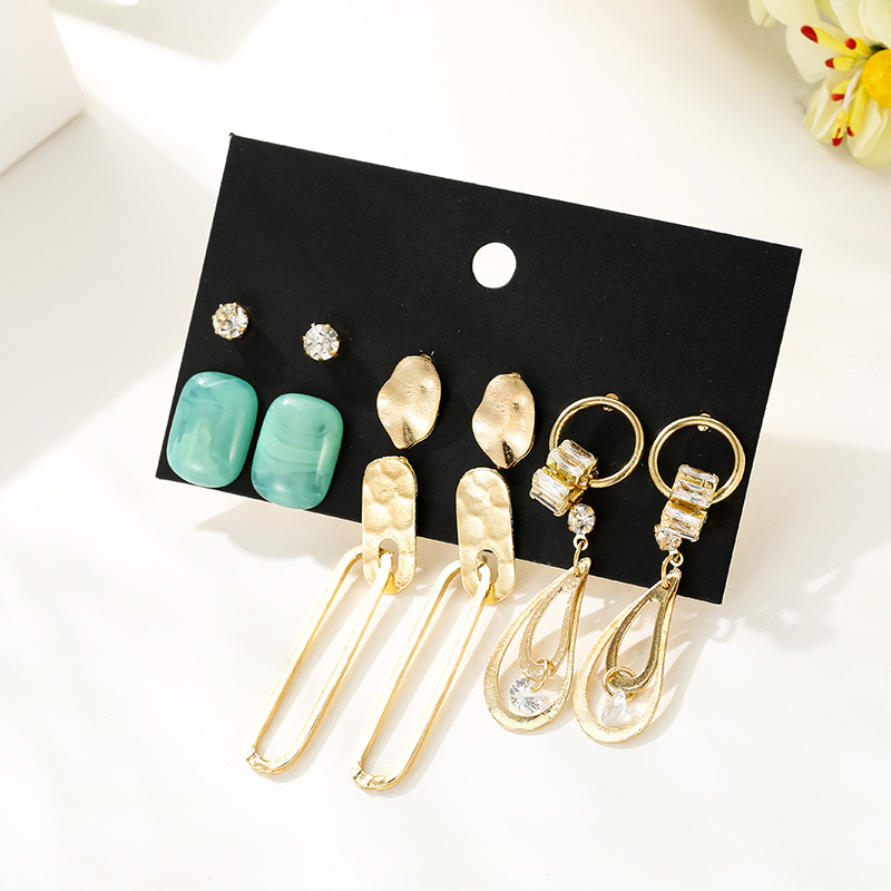 Earrings Zircon Earrings Geometric Retro Earrings Set Accessories Wholesale display picture 6