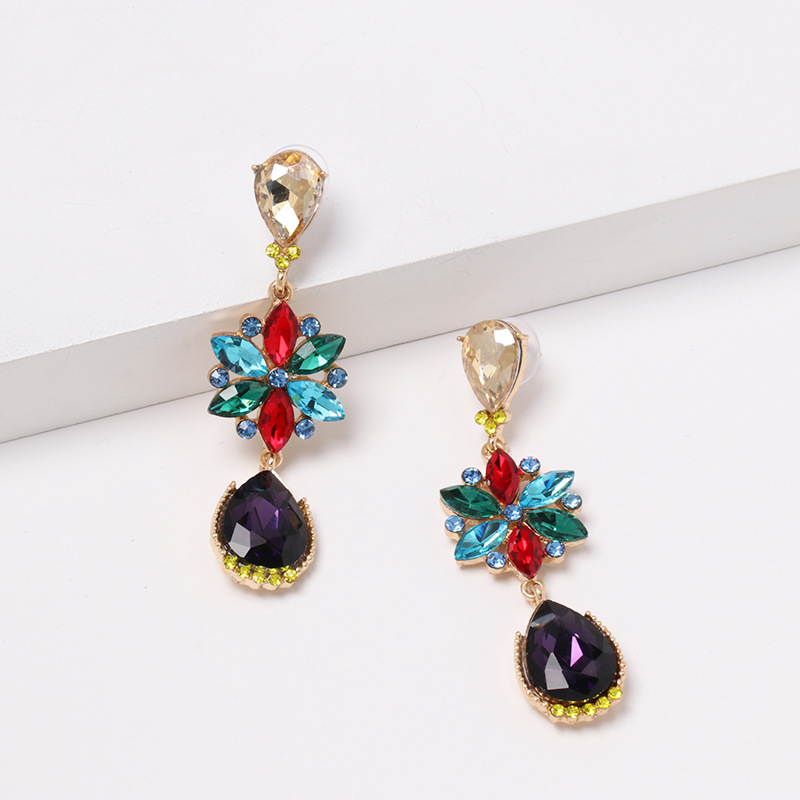 fashion colored diamond earrings flower drop earrings personality earrings wholesalepicture10