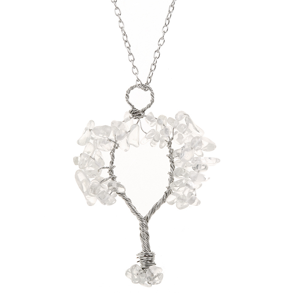 Fashion Tree Alloy Plating Natural Stone Pendant Necklace 1 Piece