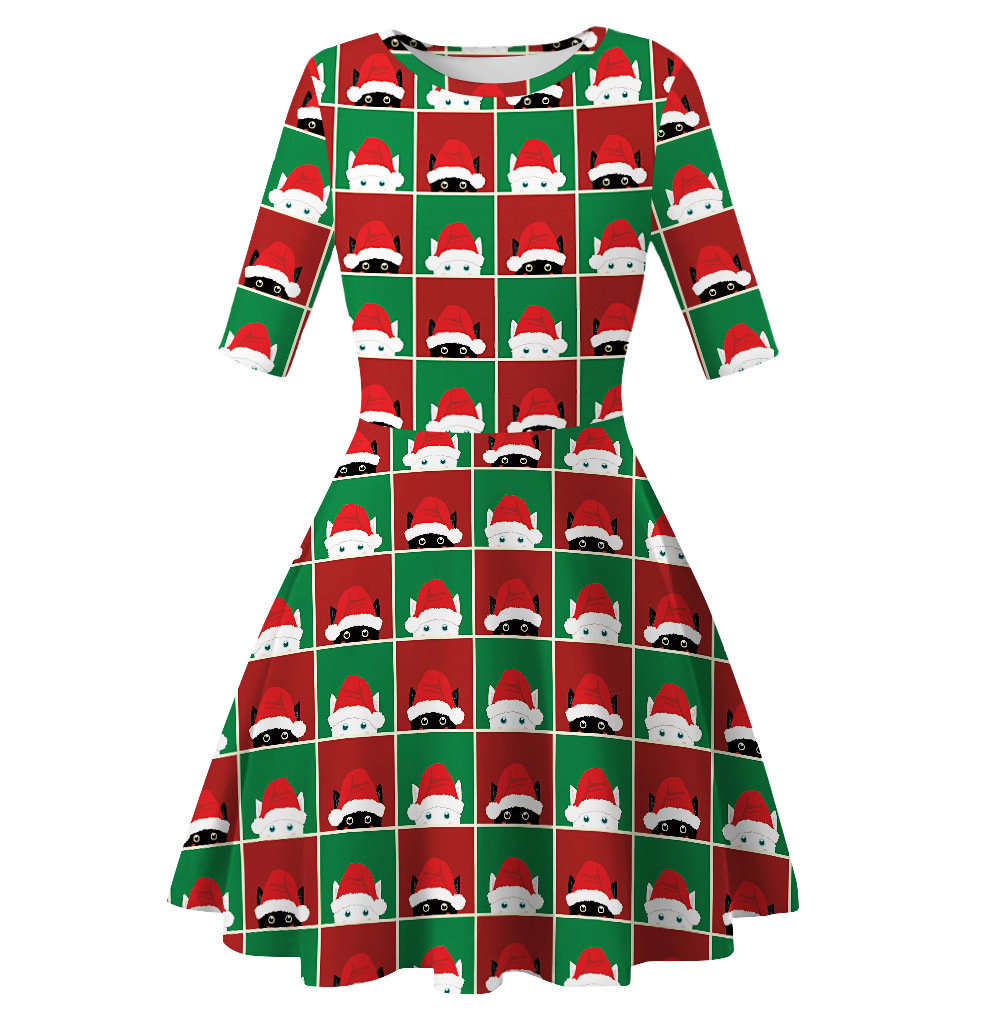 women s Santa Claus digital printing dress nihaostyles wholesale Christmas costumes NSMID78950