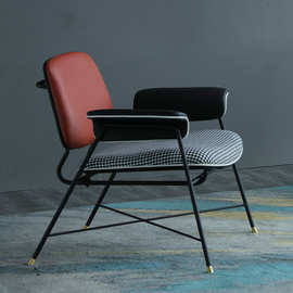 北欧单人沙发椅ins网红简约现代创意轻奢铁艺单椅卧室阳台休闲椅