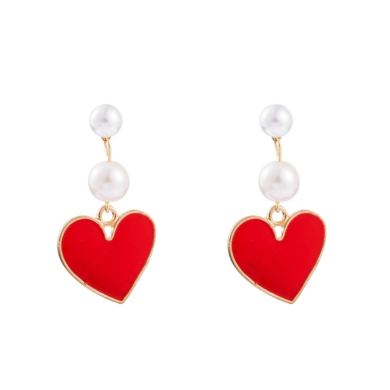 Earrings New Love Pearl Earrings Fashion Punk Wind Earrings For Women display picture 4