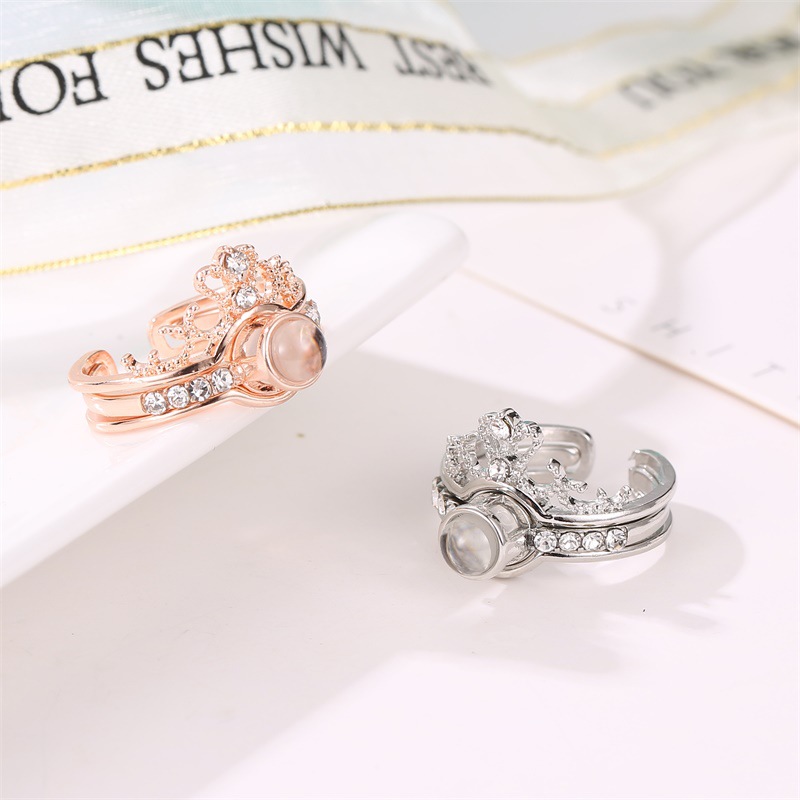Copper Material Crown Pattern Copper Plating Crown Artificial Gemstones Copper Rings