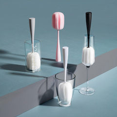 Factory Direct Selling Insulated Cup Sponge Milk Bottle Brush Glass Cup Cleaning Brush Stands Up Long Handle Brush Dropshipping One Piece