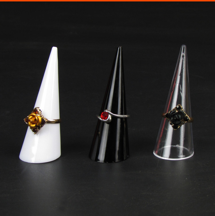 1g Weight Plastic Material White, Black Color Ring Display Tapered Ring Shelf Jewelry Rack Shop Stall Props Jewelry Rack 无
