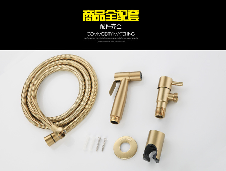 SUS304 spray gun, women's washbasin, toilet set, companion, pressurized nozzle gun, gray brushed, gold Angle valve, household undefined