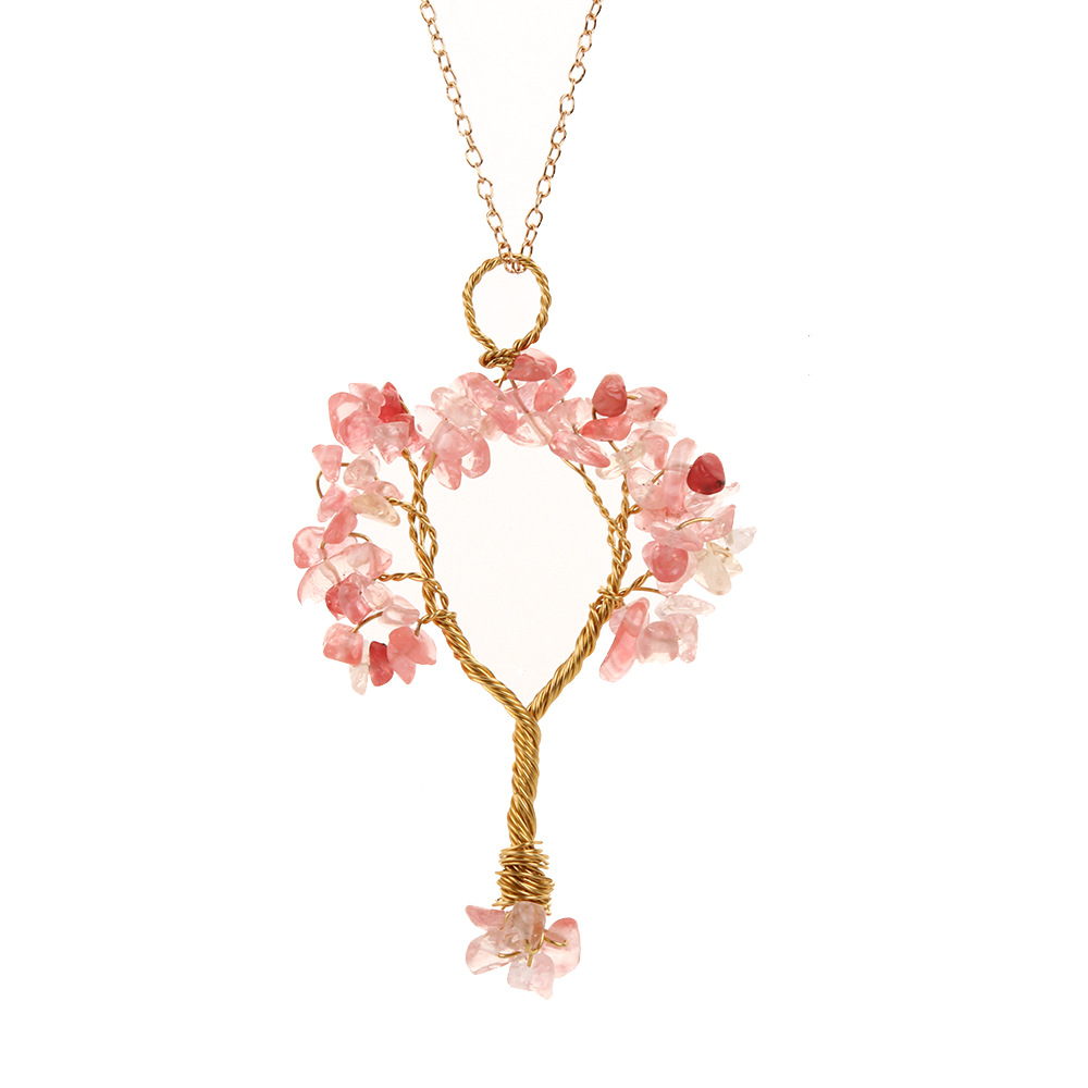 Fashion Tree Alloy Plating Natural Stone Pendant Necklace 1 Piece