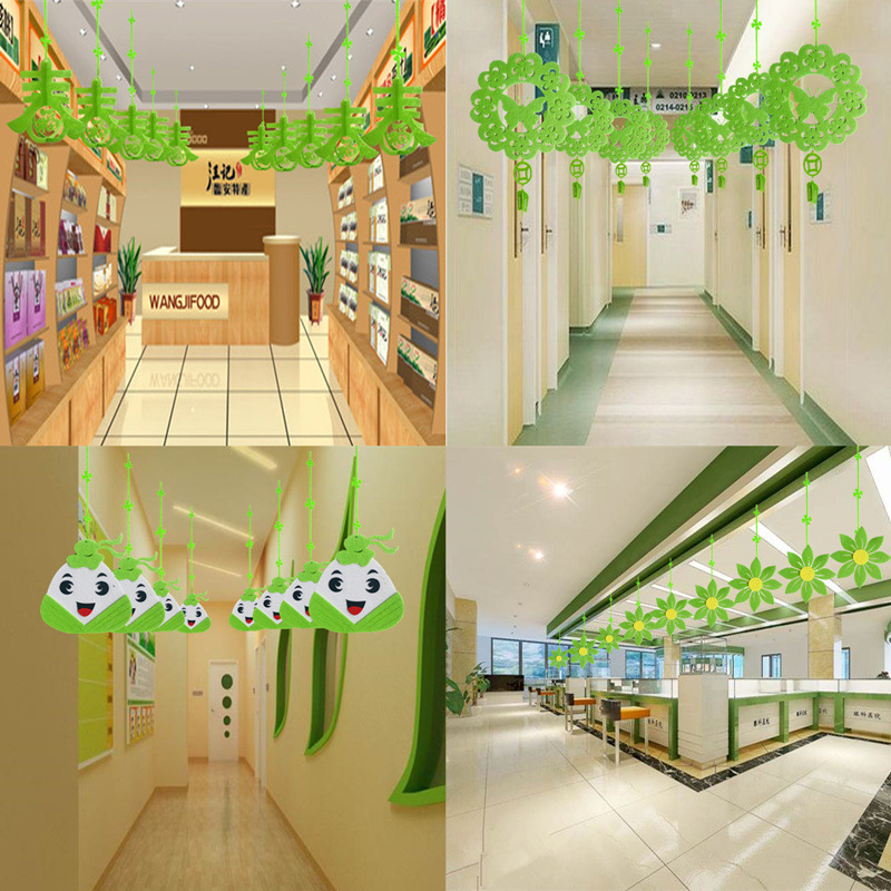 春天商場店鋪吊頂裝飾幼兒園走廊挂飾教室環創天花板創意綠色吊飾