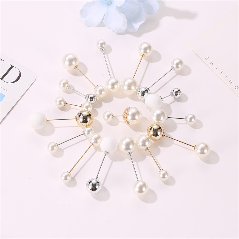 Nouveau Double-tête Perle Bar En Forme De Broches Simple Anti-exposition Broche Broche Collier De Mode Tout-match De Collier Broches Châle Boucle display picture 1