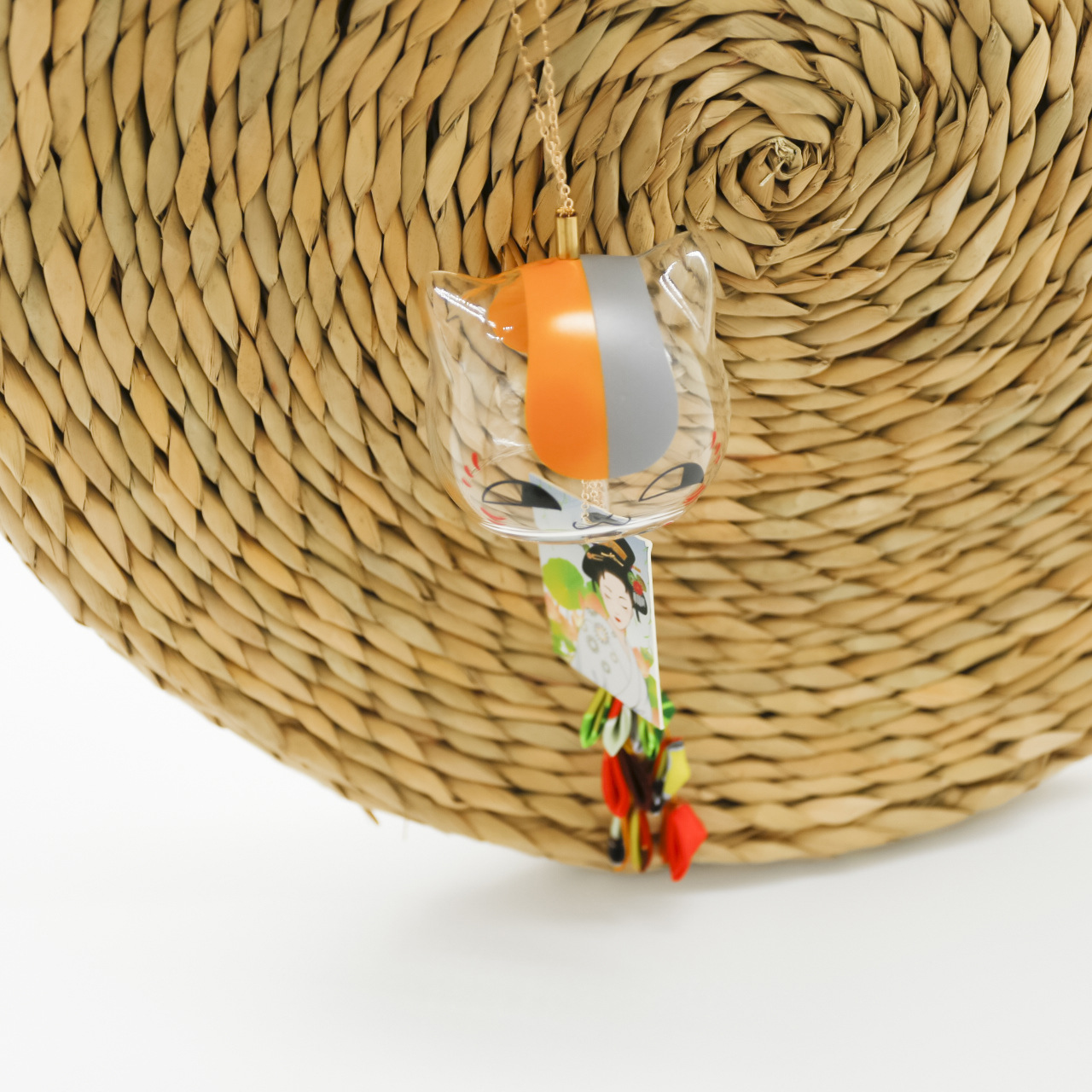 日式和风手工玻璃樱花图案风铃日本料理挂饰创意家居饰品小清新