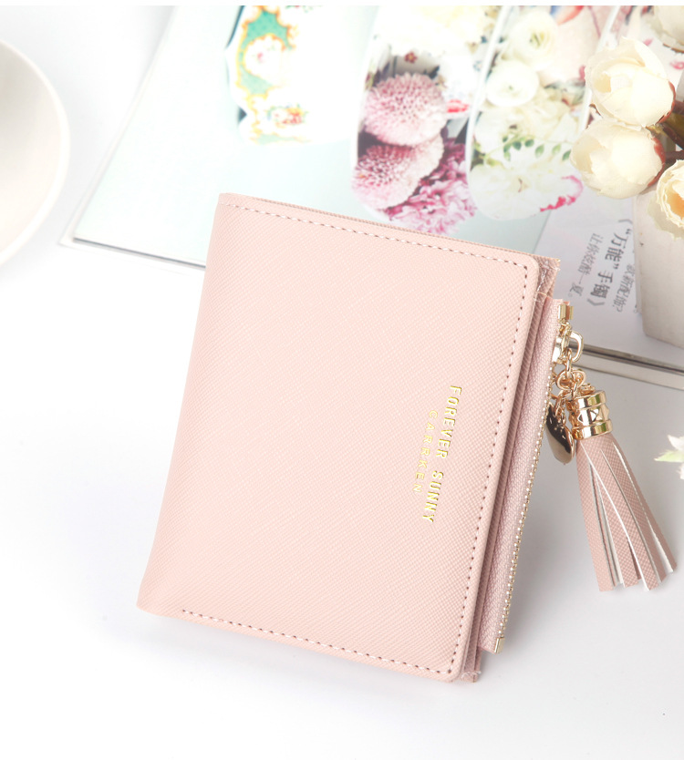 Hengsheng New Women's Wallet Short Korean Style Fashion Vertical Cross Pattern Tassel Zipper Coin Purse One Piece Dropshipping display picture 21