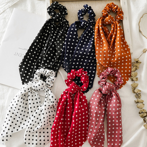 Polka dot Hair Accessories Riboon Hair Rope  scrunchies ribbon lady go detachable cloth lap head accessories wholesale