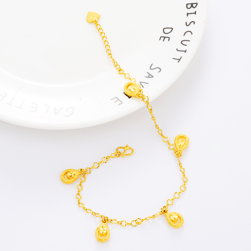 Cruz-frontera nueva pulsera de oro de Vietnam de las mujeres de moda gota de agua colgante tobillera de cobre 24K chapado en oro de la joyería