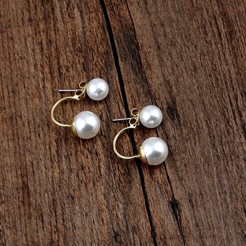 Korean style fashionable large and small pearl earrings, popular back hanging earrings U-shaped hot selling earrings manufacturers wholesale