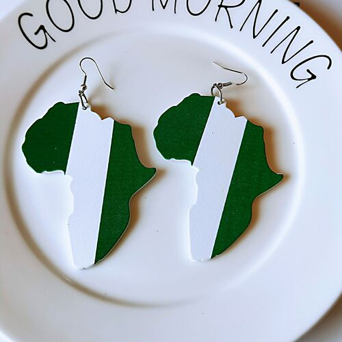 Exaggerated African pattern geometric wooden earrings, stylish wood earrings, earring drops, bohemian earrings