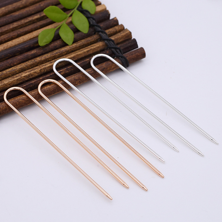 新款简约复古diy饰品2*80mmU形簪子 手工新娘头饰发簪材料配件