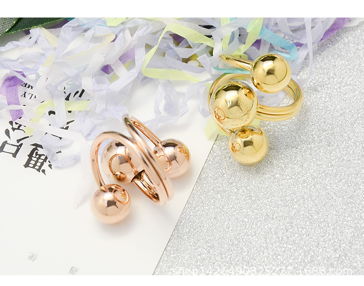 15g Weight No Inlaid Inlay Material Birthday Occasion Titanium Steel Material Geometric Pattern Women'S Gender Plating Design Fashion Style Gold, Silver Color Steel Ball Double Adjustable Ring Pentagram Lucky Ring 5