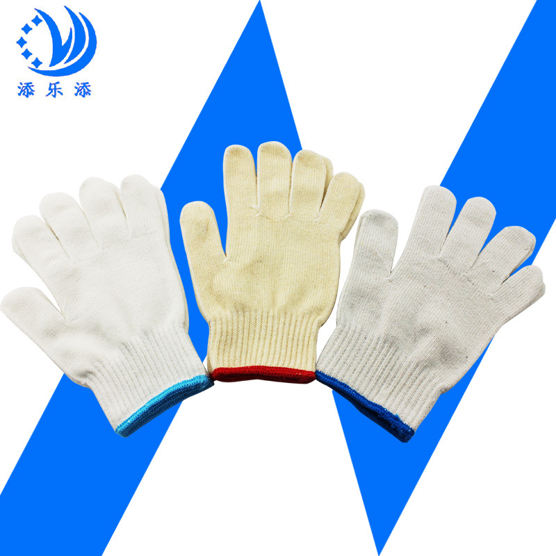 厂家直销毛纺600克700g线手套 黄棉纱加丝白色劳保手套棉手套批发