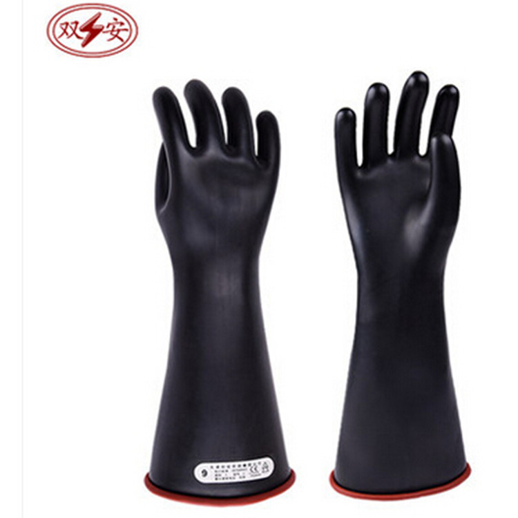 批发双安1级乳胶胶高压绝缘手套 7.5KV黑色带电作业电工安全手套