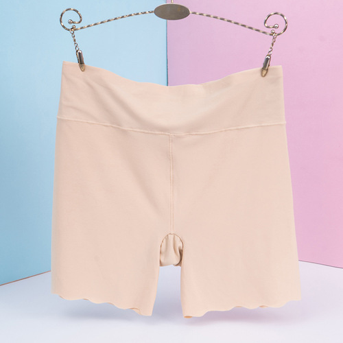 【85-160 pounds】Ice silk safe pants invisible wave edge underwear for women anti-transparent insurance three-in-one leggings