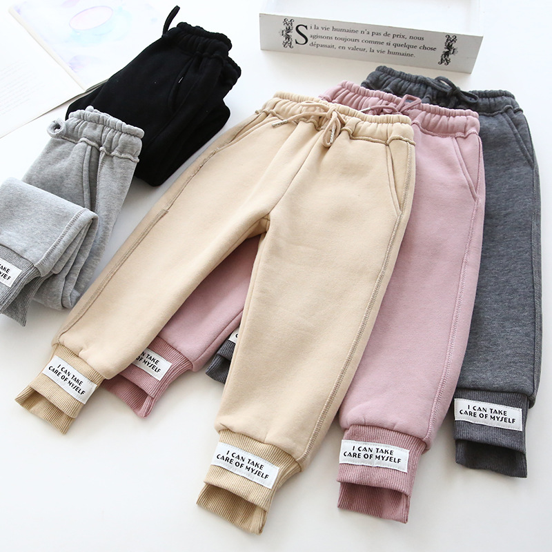 Adidas Expo Yuriko thickening Casual pants children trousers girl fashion personality Boy pants Book