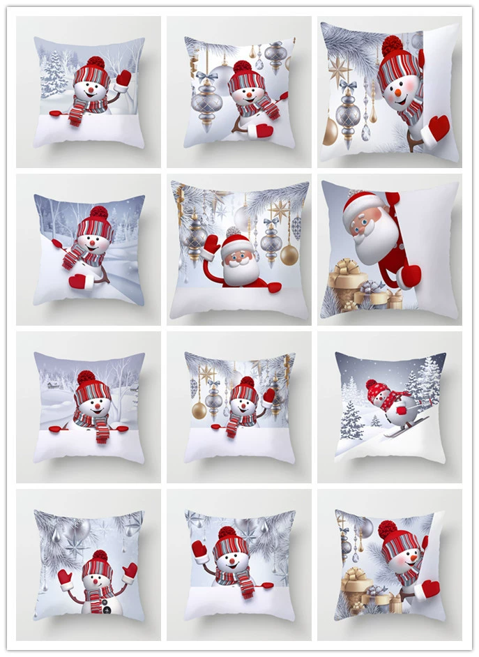 Рождественский узор Санта-Клаус персиковая кожа подушка наволочка автомобильная подушка для поясницы чехол диванная подушка трансграничная