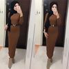 Manufacturer's direct supply of Muslim bottomed wool dress round neck long sleeve knitted long skirt Turkish girl style 