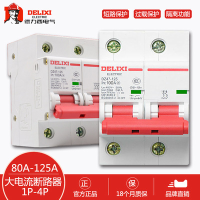 德力西DZ47-125大电流断路器家用大功率过载电闸100a空气开关空开|ru