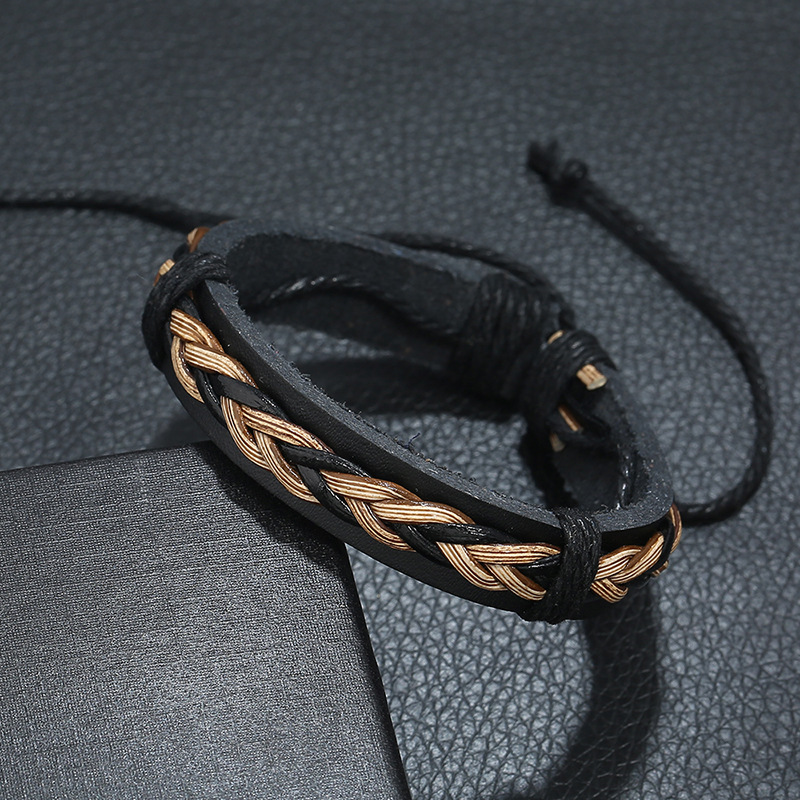New jewelry retro woven leather bracelet simple European and American menu0027s imitation leather br