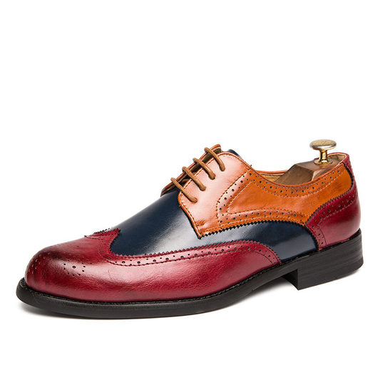 2020 Spring New Brock Colorblock Large Size Leather Shoes Men's Fashion Trendy Gentleman British Style Dress Shoes