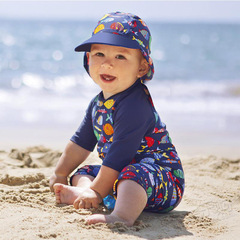 Children's swimsuit boy British warm children's sun protection swimsuit girl baby one-piece baby swimming suit quick-drying